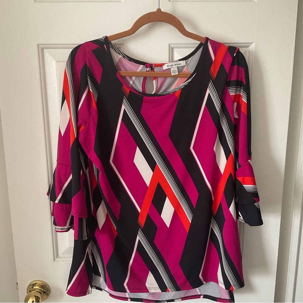 Studio Works 3/4 Sleeve Blouse, Size Large